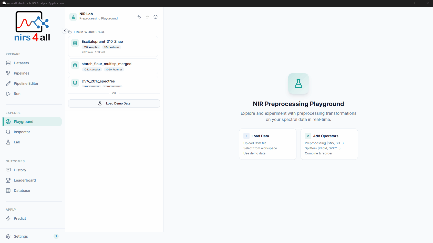 Playground — interactive spectral exploration